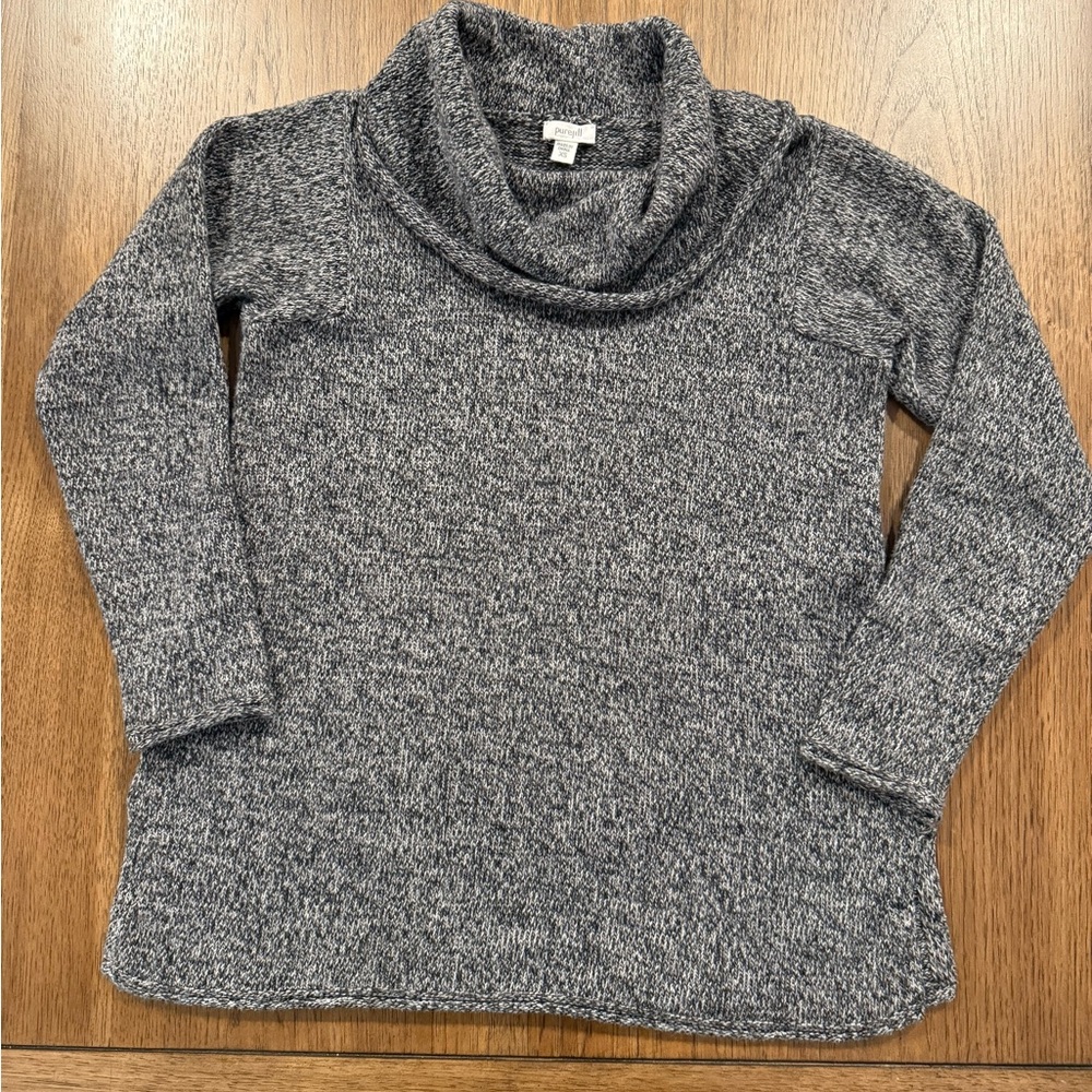 PURE JILL Women Sz XS Cowl Neck Wool blend Pullover Sweater Gray Quiet Luxury